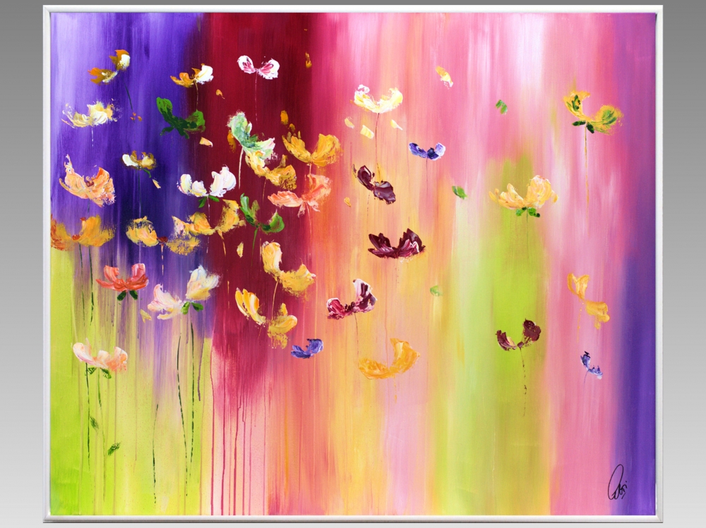 Large Colourful Abstract Flower Painting – Colourful Spring 