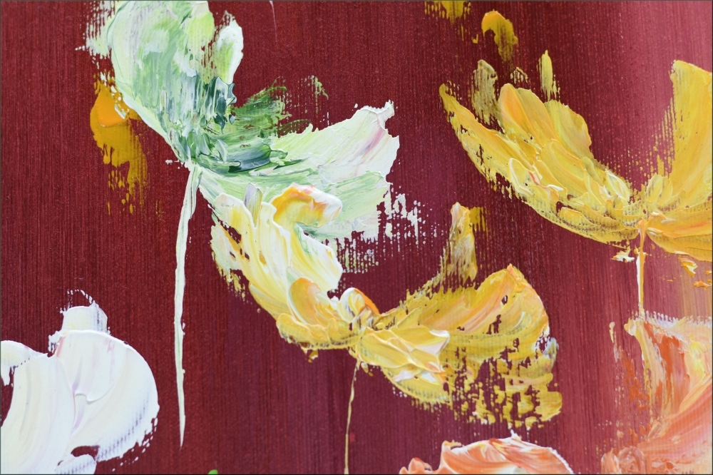 Large Colourful Abstract Flower Painting – Colourful Spring 