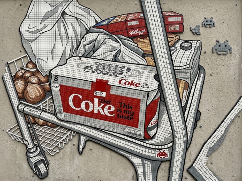 Coke stand invader art
