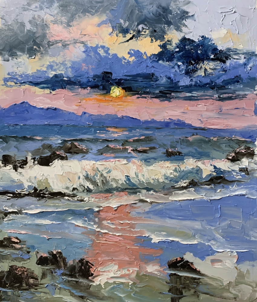 Pink Sunset Seascape.