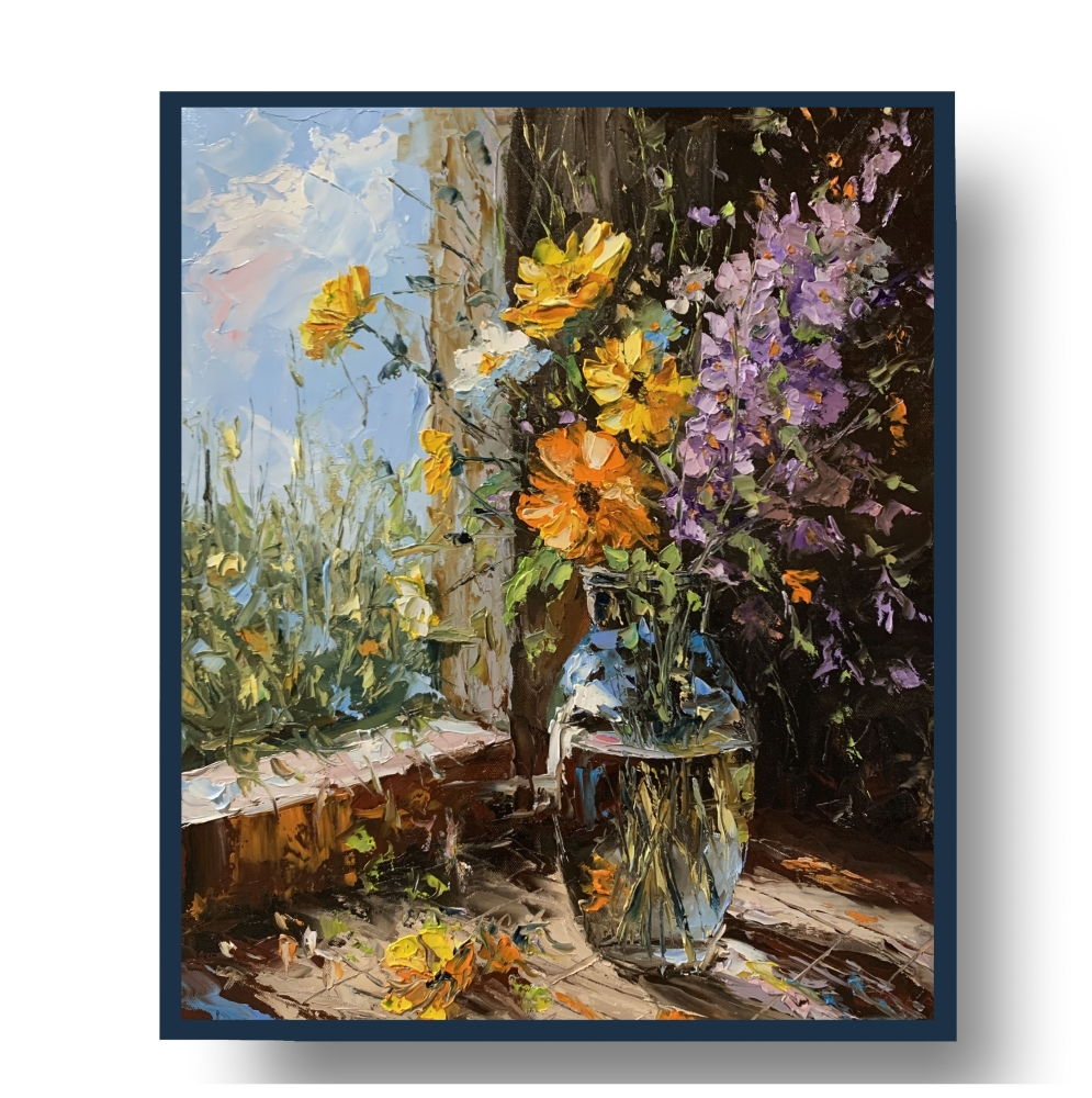 Sunlit Wildflower Bouquet by the Window.
