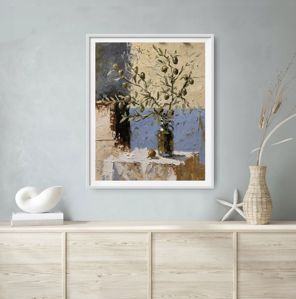 Olive Branches by the Blue Wall.