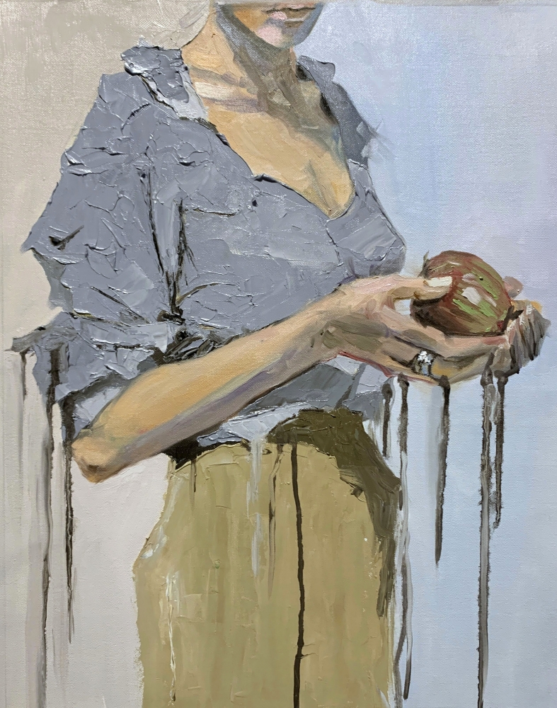 Woman with apple.