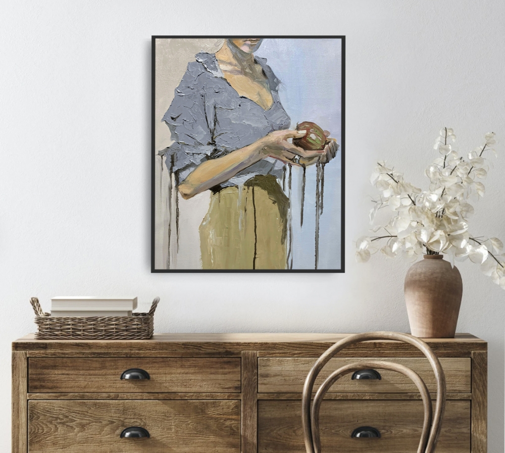 Woman with apple.