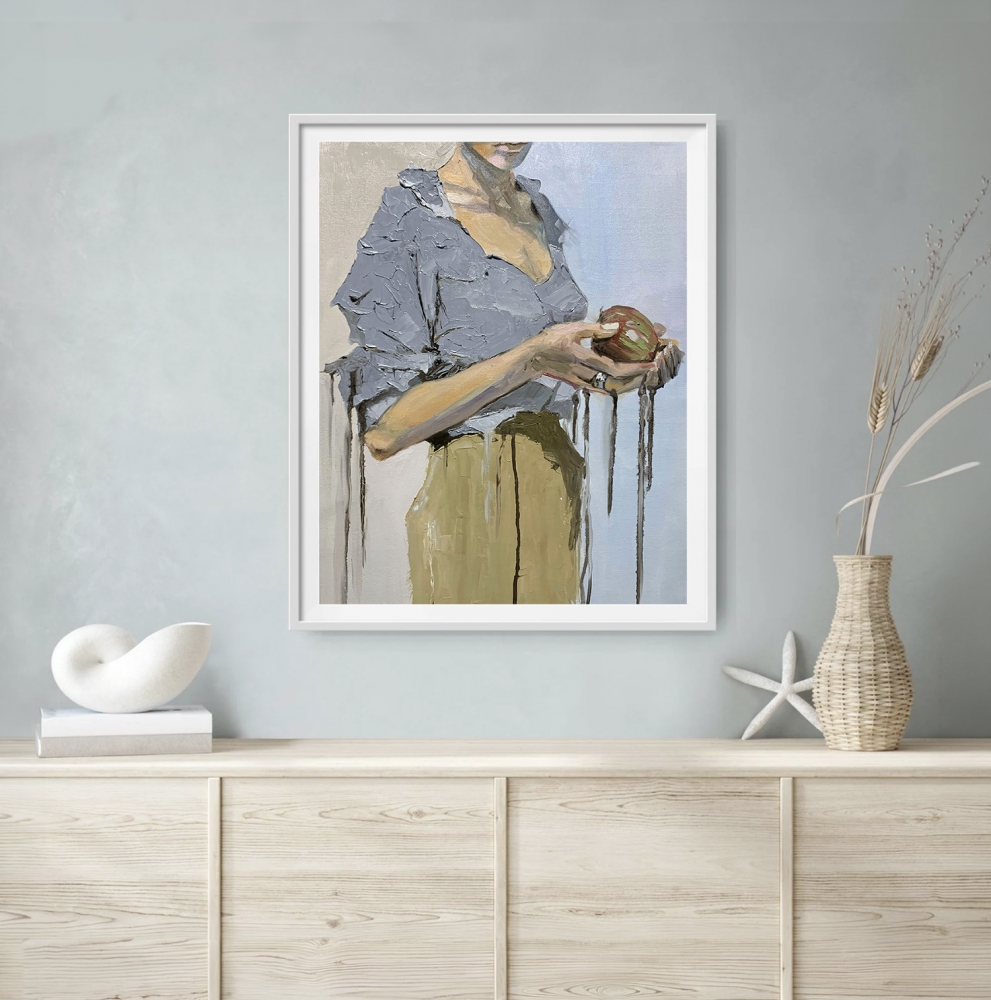 Woman with apple.