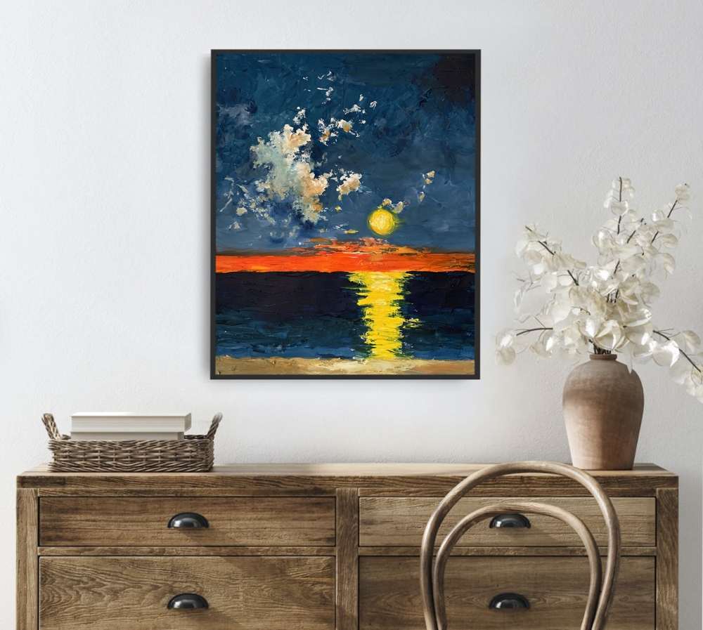 Golden Sunset Over Blue Water