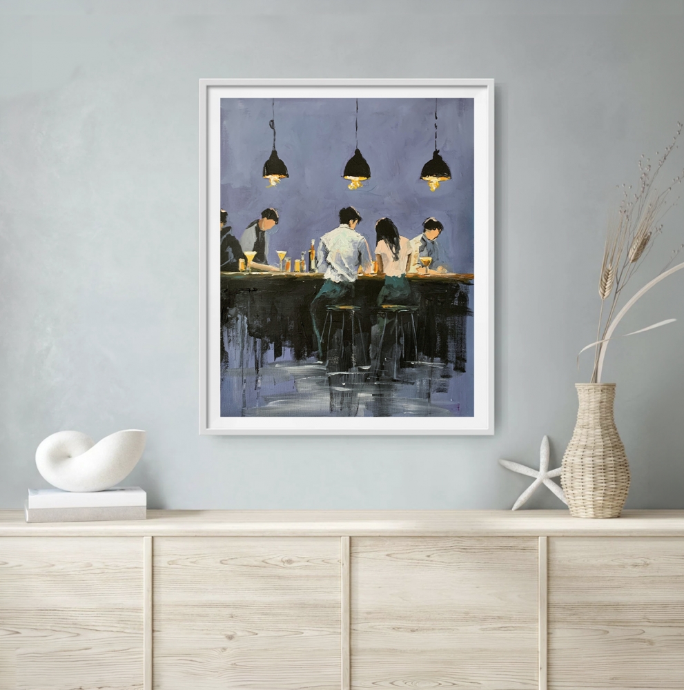 City life, evening bar. 