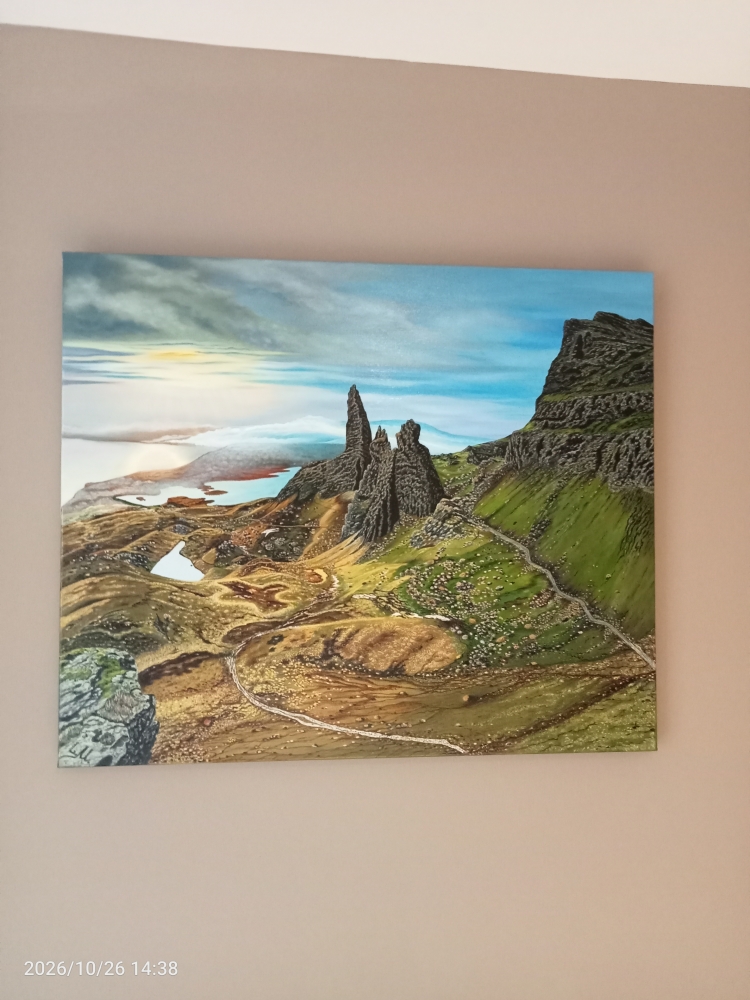 Sunset over old man of Storr