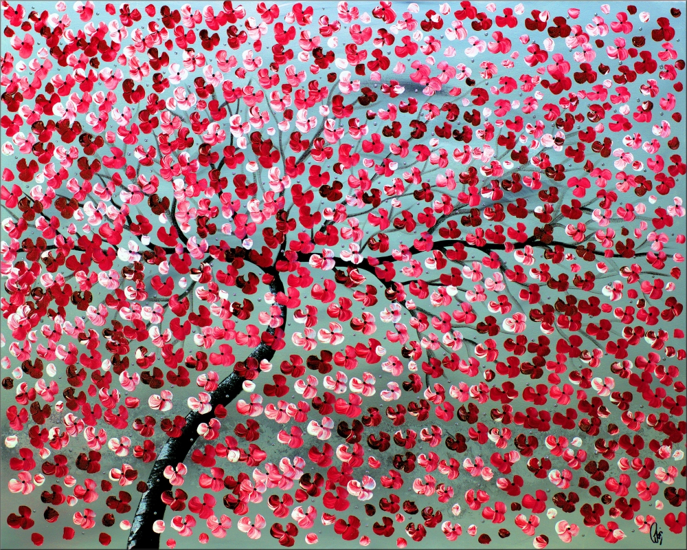Large Pink Cherry Blossom Tree Painting – Dream of Spring