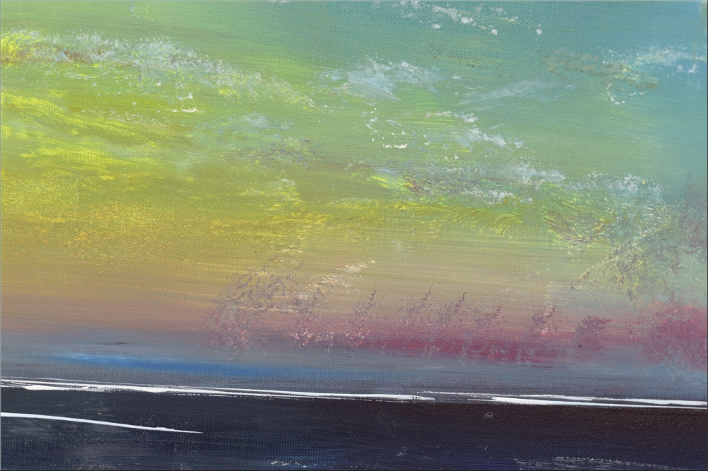 Large Abstract Seascape Painting in Blue & Turquoise – At the Coast