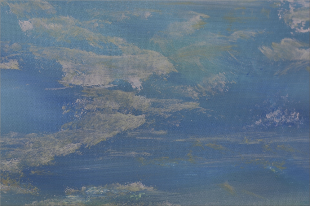 Large Abstract Seascape Painting in Blue & Turquoise – At the Coast
