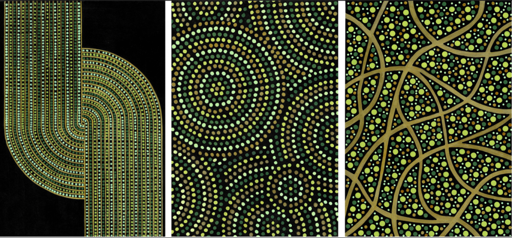 Trio of green with gold