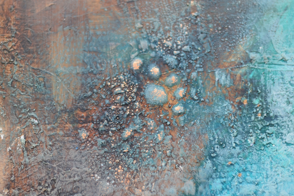 Textured Abstract Painting in Turquoise & Gold – Visions