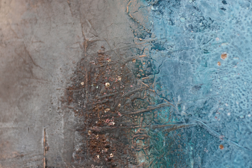 Textured Abstract Painting in Turquoise & Gold – Visions