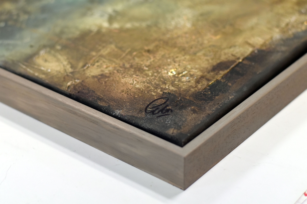 Textured Abstract Painting in Turquoise & Gold – Visions