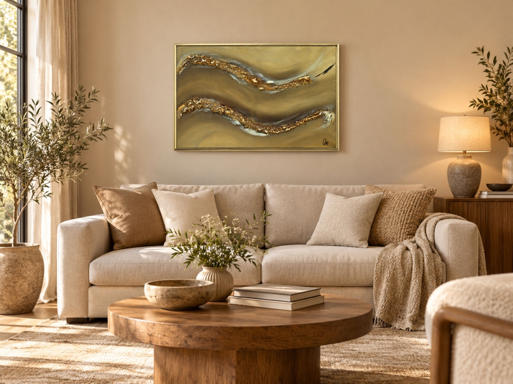 Textured Gold Abstract Painting – Golden Drift