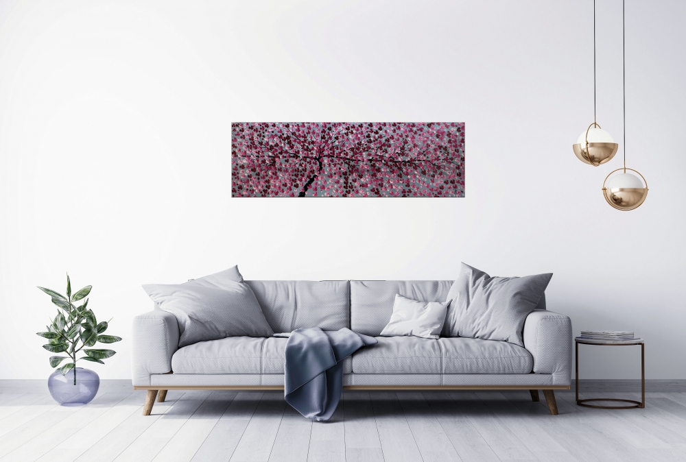 Large Pink Cherry Blossom Tree Painting – Forever Spring