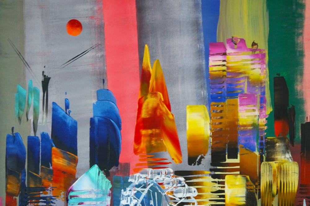 XL Mega City London Skyline Red Moon 291