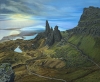Sunset over old man of Storr