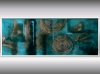 Large Turquoise and Gold Textured Abstract Painting – Resonance