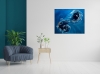 Large Blue Abstract Painting with Textured Waves – Celestial Currents