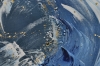 Large Blue Abstract Painting with Textured Waves – Celestial Currents