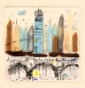 Muted Metropolis - Framed Contemporary Cityscape Glass Art 