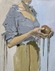 Woman with apple.