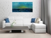 Large Abstract Seascape Painting in Blue & Turquoise – At the Coast