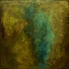 Large Textured Abstract Painting in Teal, Olive Green & Gold – Stairway to Heaven