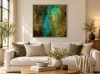 Textured Abstract Painting in Turquoise & Gold – Visions
