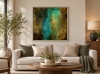 Textured Abstract Painting in Turquoise & Gold – Visions