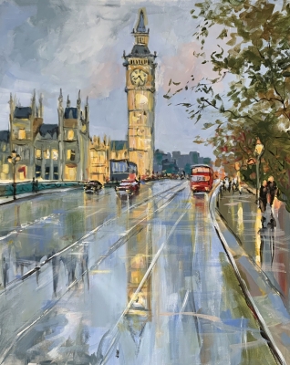 London Rain at Big Ben. 