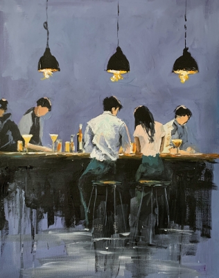 City life, evening bar. 