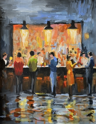 Busy Evening at the Bar. 