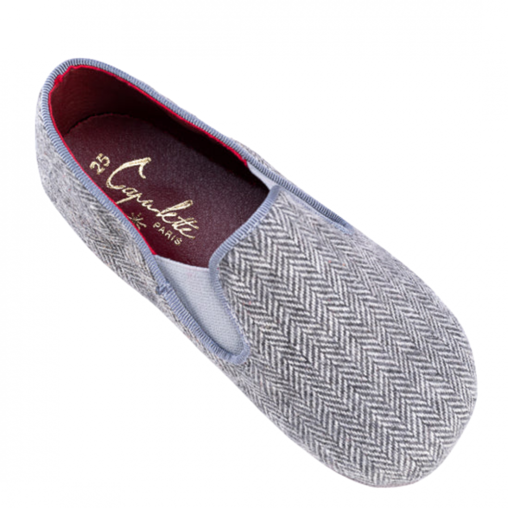 La pantoufle Tweed Gris Souris Enfant 