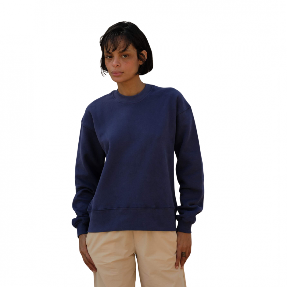 Sweatshirt femme coton bio, marine