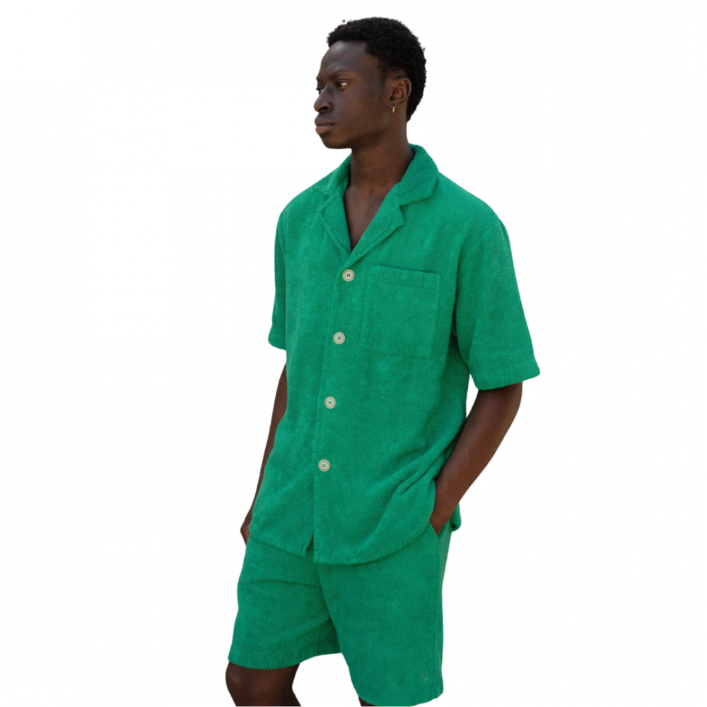 Chemise homme éponge coton bio, vert