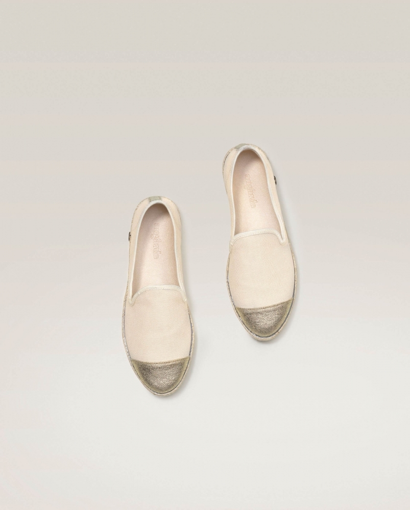 Espadrille femme coton, beige doré