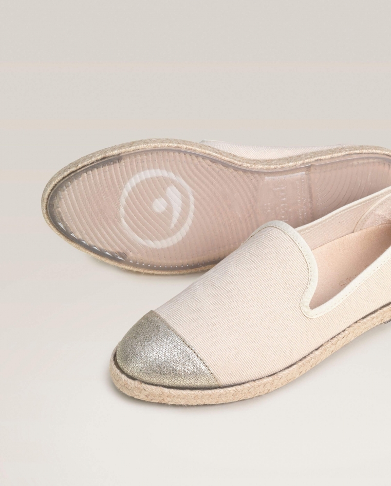 Espadrille femme coton, beige doré