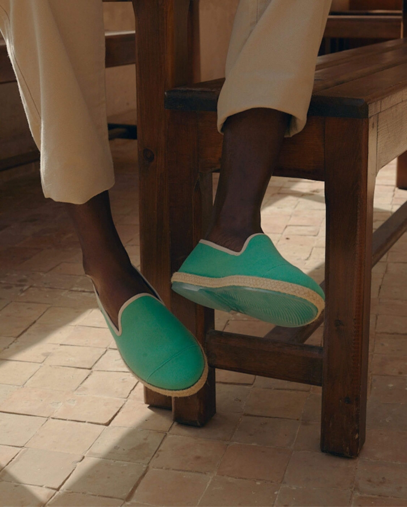 Espadrille homme coton, menthe