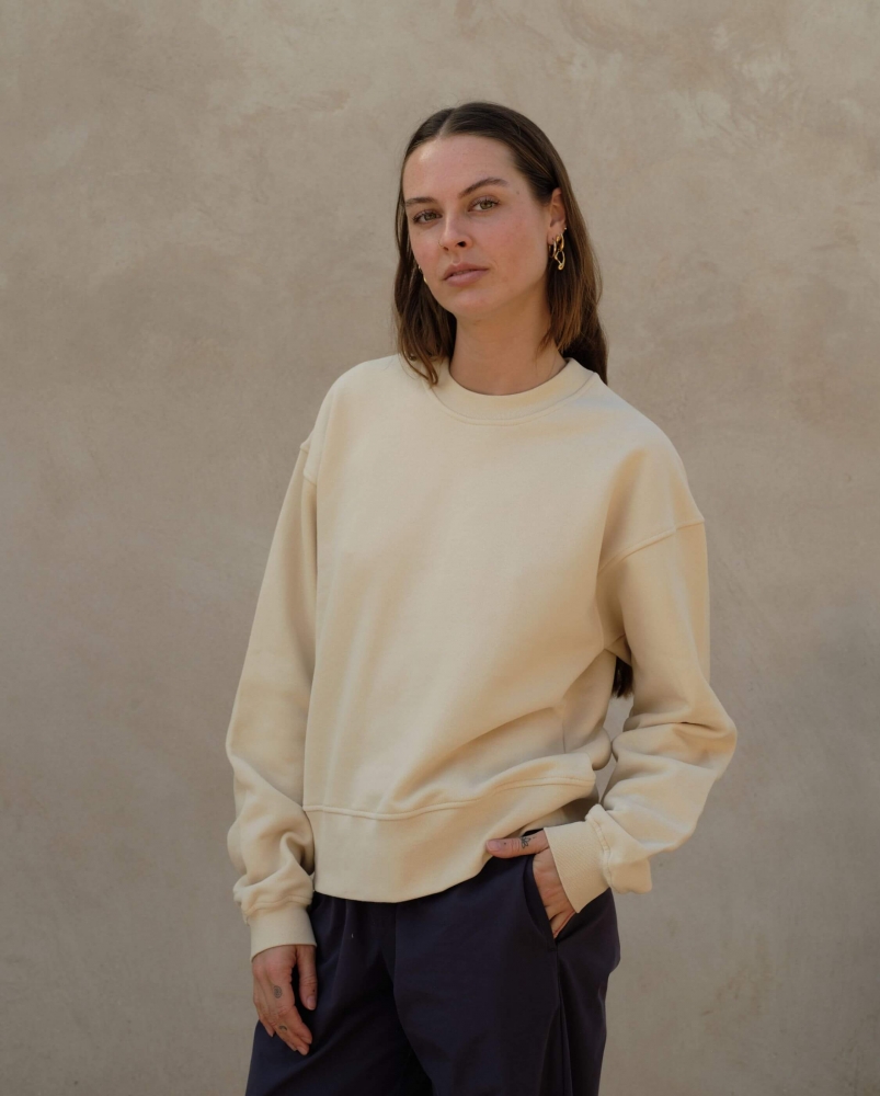 Sweatshirt femme coton bio, beige