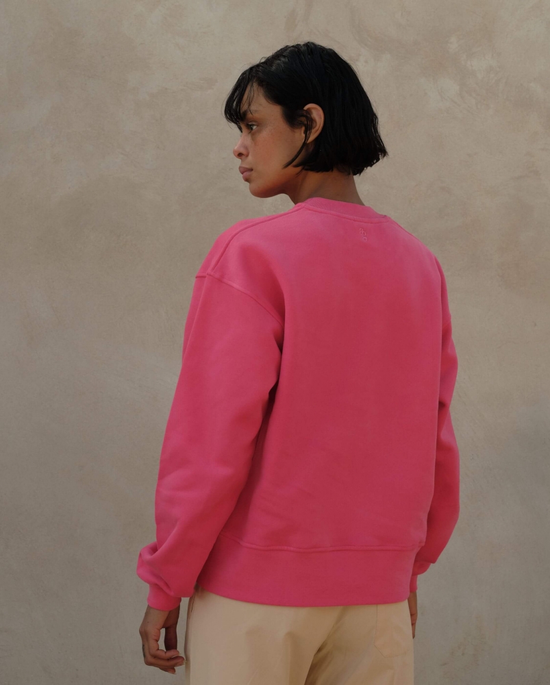 Sweatshirt femme coton bio, fuchsia