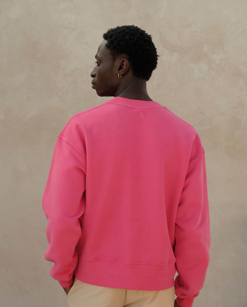 Sweatshirt homme coton bio, fuchsia