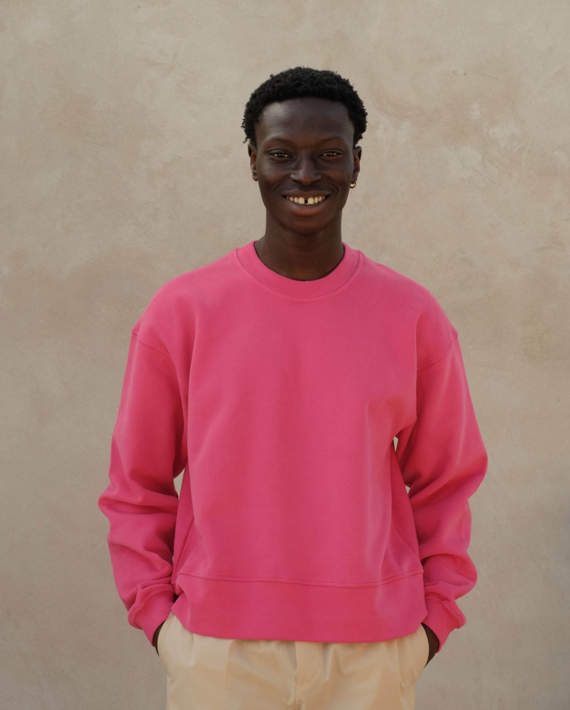 Sweatshirt homme coton bio, fuchsia