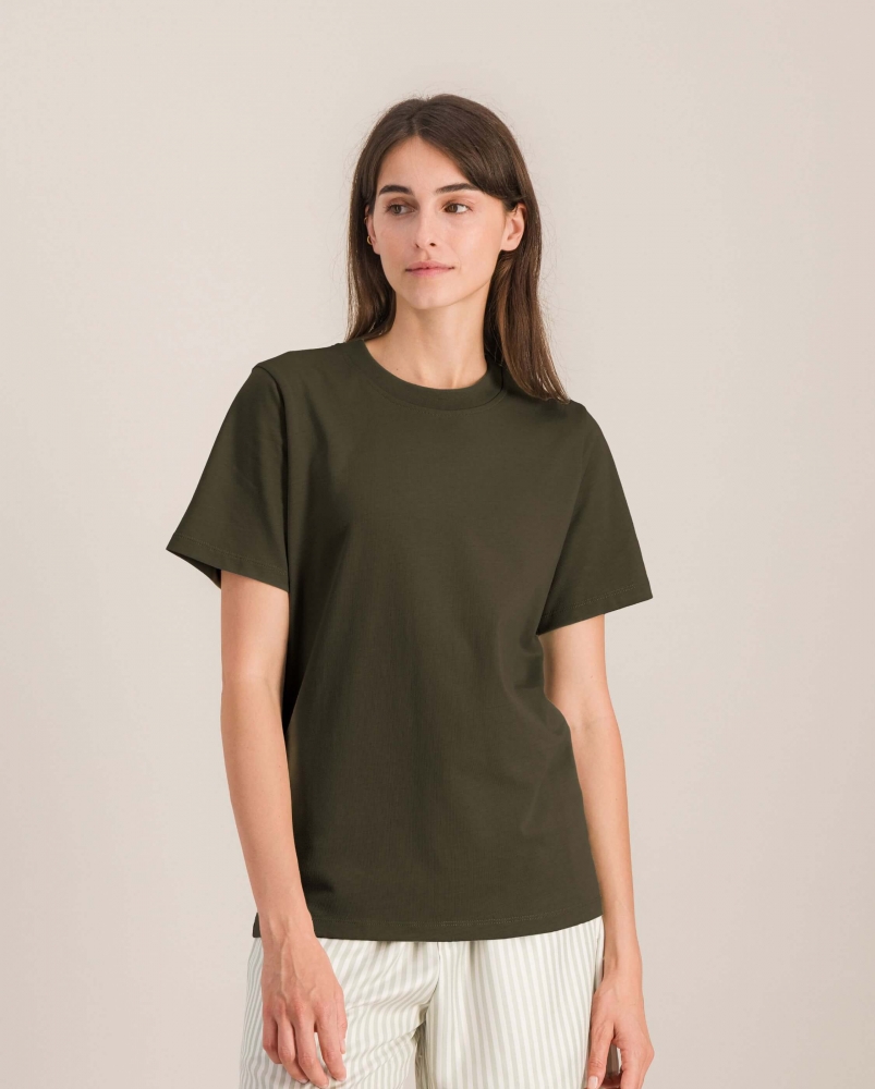 T-shirt femme coton bio, kaki