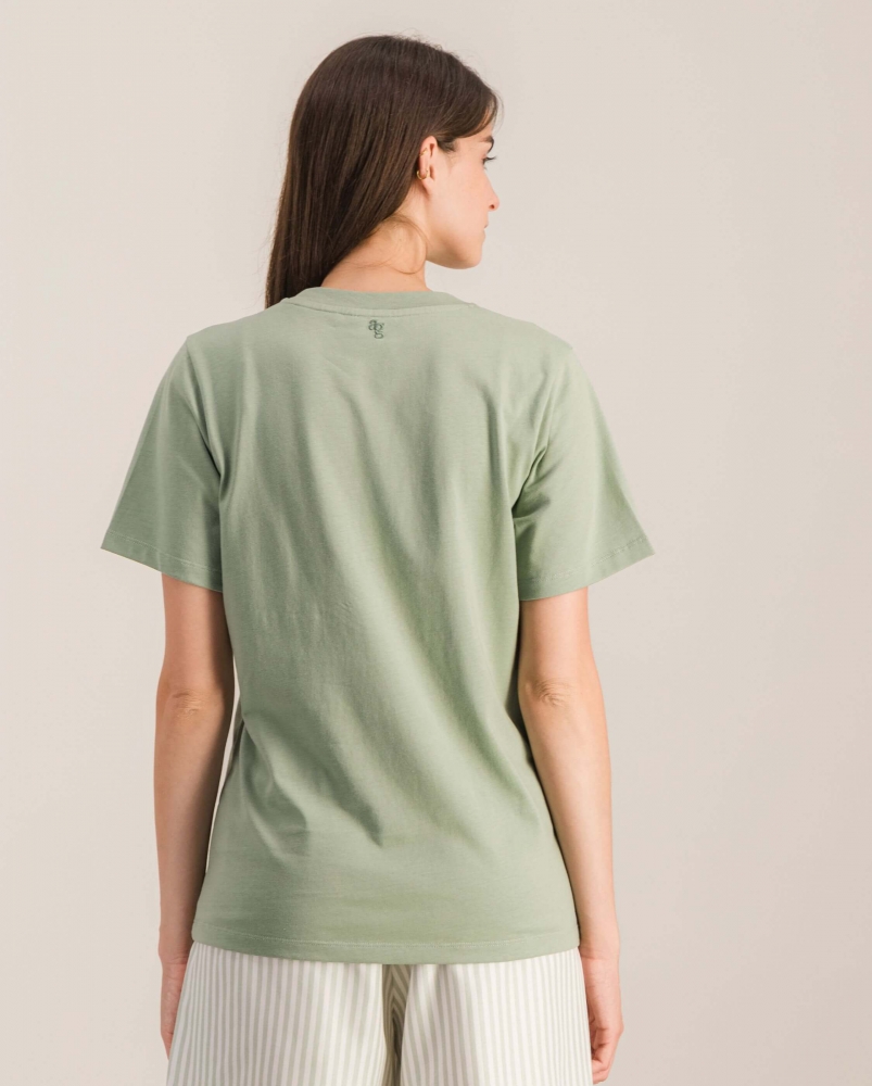 T-shirt femme coton bio, sauge