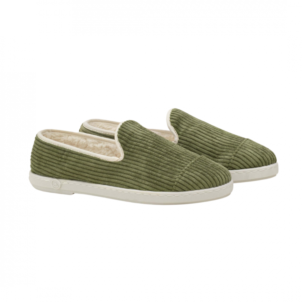 Chausson femme velours, vert