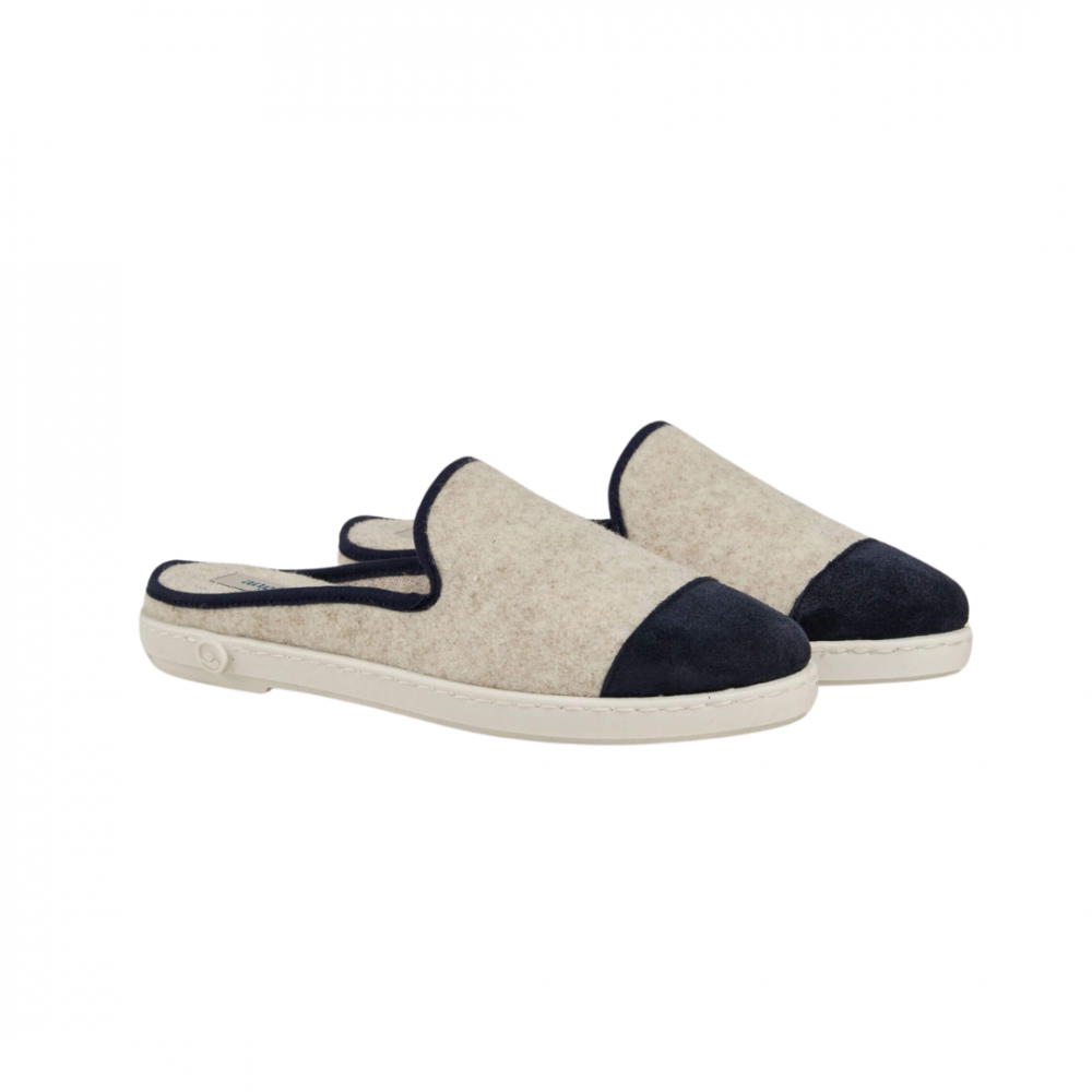 Mule femme laine, beige marine