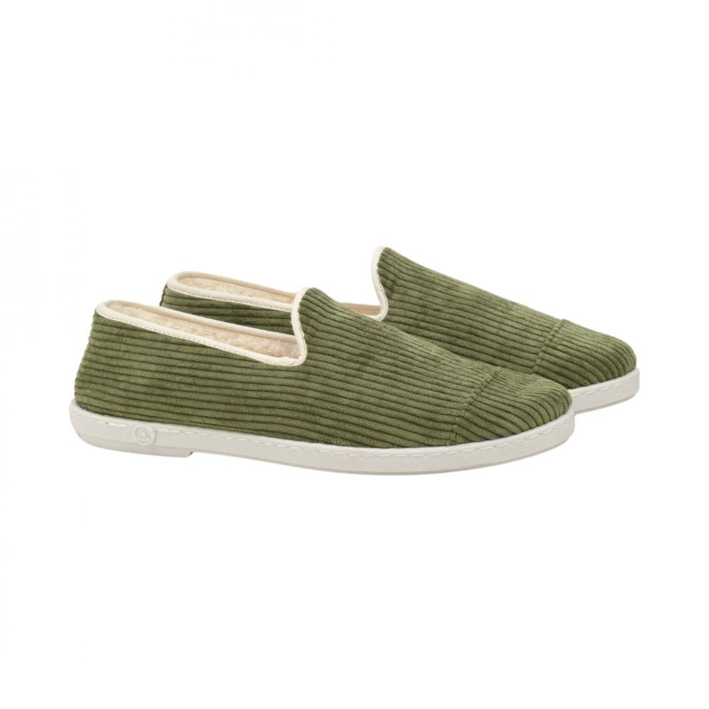 Chausson homme velours, vert